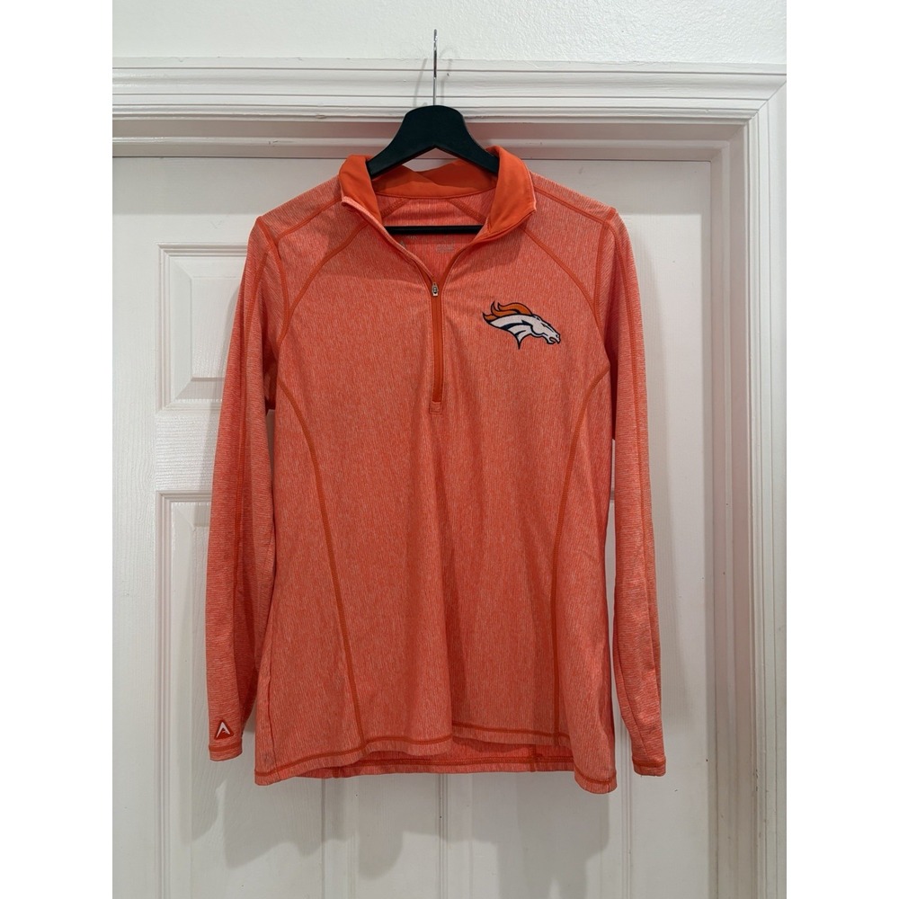 Antigua Denver Broncos Women's Heather Orange 1/4 Zip Pullover Jacket - Size S
